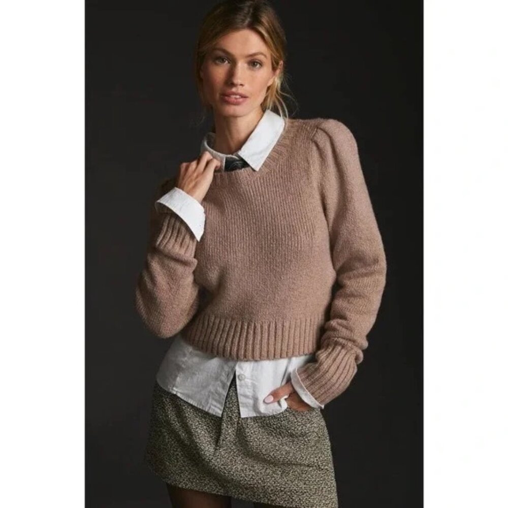 Anthropologie Maeve Crewneck Puff-Sleeve Sweater | Small | Brand New